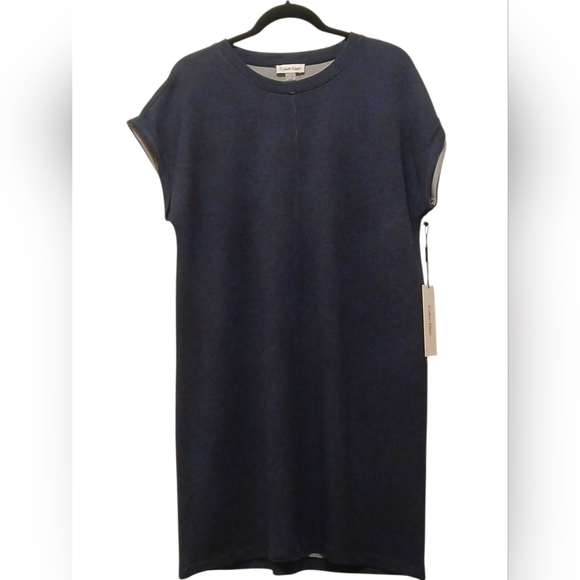 Calvin Klein - NWT, Blue Sweater Dress, Short Sleeve W/Cuff, Made From Rayon... - Picture 2 of 11
